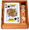 Kartenspiel und Würfel Box, Knobelholz Spielesammlung für Kartenspiel und Würfelspiele in Einer Holzbox, Skat, Würfel, Kartenspiele, Unterhaltungsspiele, Gesellschaftsspiele,