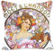 BONNIU Deko Kissenbezug mit Reißverschluss 50X50 cm Samt Kissenschutz Vintage Mädchen Porträt Kunst - Mucha - Moet & Chandon 'Champagne White Star' 1899. AL070