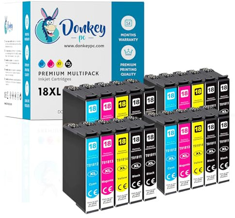 Donkey pc - 18XL Druckerpatronen Ersatz für Epson 18 XL Patronen Kompatible mit Epson Expression H XP-202 XP-205 XP-212 XP-215 XP-225 XP-325 XP-312 XP-305 XP-302 XP-412 XP-415 XP-422 XP-425 (2pack)