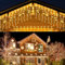 HOSPAOP LED Eisregen Lichterkette Außen Warmweiß 400 LED 10M Eiszapfen Weihnachtsbeleuchtung Aussen Strom Lichtervorhang mit Timer, 8 Modi für Garten, Pavillon, Balkon, Weihnachten Deko