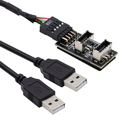 NFHK Dual USB 3.1 Front Panel Socket Key-A Type-E to USB 2.0 Type-A & 9Pin 10Pin Mainboard Header Male Cable Extension Adapter