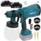 Pistola a Spruzzo, 18V Spruzzatori di Vernice con 3 Ugelli in Rame e Filtro, Compatibile con Makita 18V Batteria, Con 2 x 3000 mAh Batteria e Caricabatterie DC18RC, Capacità 1000ml