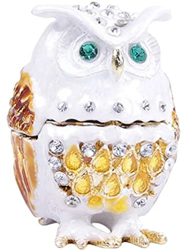 Garneck Eule Schmuckschatulle Rosarot Tierschmuckhalter Handbemalte Eulenfigur Juwelenbesetztes Schmuckstück Emaillierte Eulenstatue Vorschlag Kokette Ästhetik Magnet Ornamente Legierung