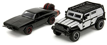 Jada Toys - Fast and Furious Autos (2er-Set) - Dom`s Dodge Charger R/T 1970 & Tej`s Jeep Wrangler aus Fast & Furious 7-2 Legacy Series Modellautos zum Öffnen, 1:32, 19cm, ab 8 Jahre, Wave 2, Set 2