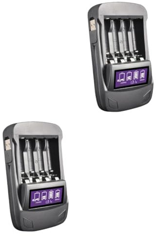 Gatuida 2pcs Port Smart Usb Battery Charger Lcd Display Rechargeable Battery Adapter for Home Car Usb Cable