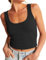ELFIN Damen Crop Tops Gerippt Sommer Sexy Tank Top Cropped Ärmellos Slim Fit Basic Shirt Kurz Oberteile Ribbed Top (XL, Schwarz)
