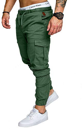 Amaci&Sons Jogger Cargo Herren Chino Jeans Hose 7001 Khaki W40
