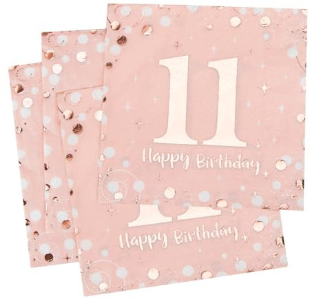Servietten 11. geburtstag, 30 Stück Rosa Geburtstags Servietten, Happy Birthday 11 Servietten, 3-Lagig Milestone 11 Tischdekoration Papierservietten für mädchen Geburtstag Feiern Party Jubiläum
