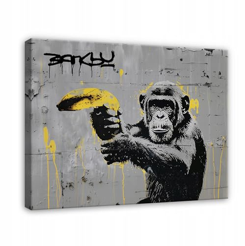 WallArena Leinwand Bilder 60x40 cm | Affe Banksy, Leinwandbilder, Bild auf leinwand, Format: 60x40 cm (BxH) - einteilig auf Canvas Leinwand. Das Leinwand