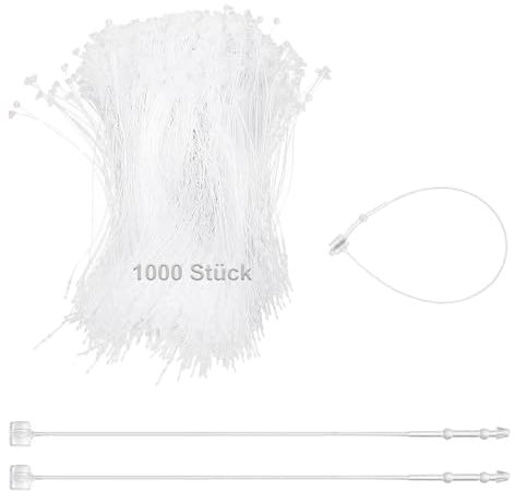 126 mm Sicherheitsfäden, 1000 Stück Sicherheitsfäden Loop Pins Transparent, für Etiketten mit Faden Preisschild Kleidung