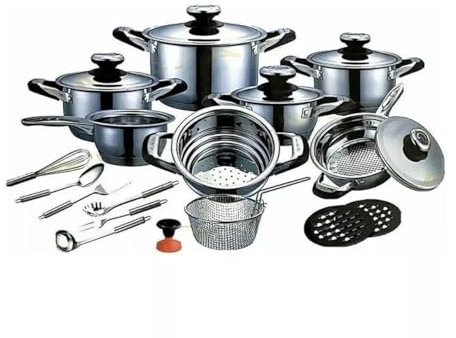 Kovalmax® Set di pentole antiaderenti per induzione in acciaio inox da 23 pezzi A.M.C.