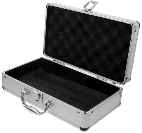 Veemoon Lockable Portable Aluminum Alloy Briefcase Metal Travel Luggage Suitcase Small Silver Tool Case Lightweight Flight Case - 6.49x11.79x6.48inch - Padded Abs Plastic Flannel