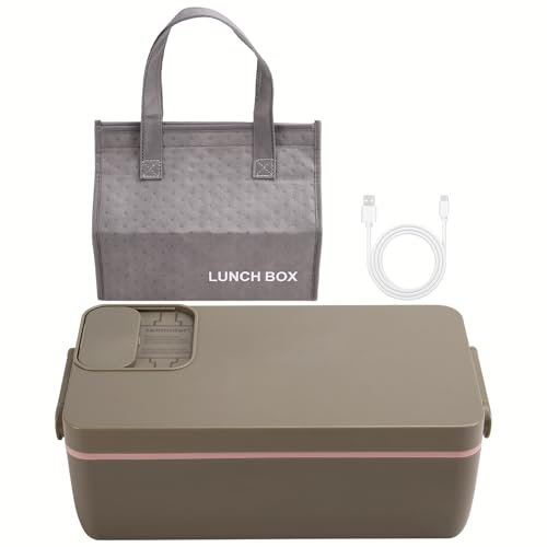 Acbmveen Heated Lunch Box Electric Lunch Box Self Heating Lunch Box Cordless Rechargeable 304 Food-Grade Stainless Steel 1L B