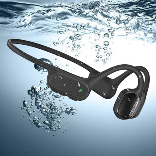 BNARQP Bone Conduction Headphones IP68 Waterproof Swimming Headphones with Mic Open-Ear Wireless Bluetooth 5.3 Earphones with MP3 Player 32GB for Running, Cycling, Swimming