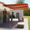 Baziroo Tenda da sole elettrica moderna per balcone, terrazze, caffè o ristoranti, decorazione per esterni, impermeabile e protezione solare arancione e marrone, 600 x 350 cm