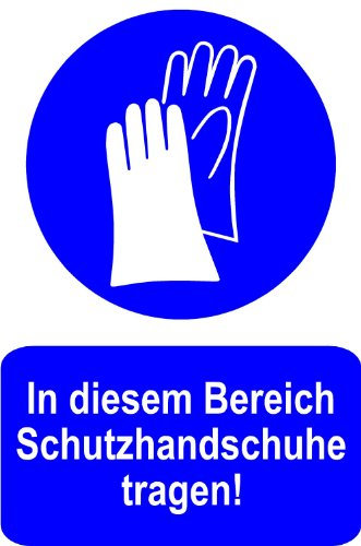 Gebotsschild aus Folie - In diesem Bereich Schutzhandschuhe tragen - 20 x 30 cm