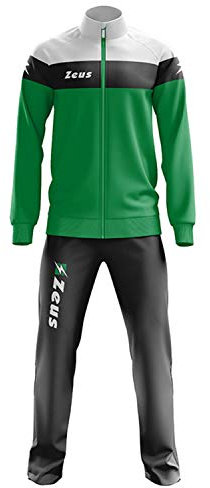 Zeus Trainingsanzug Lybra, Joggen, Training, Relax, Fußball, Sport., Herren Jungen Mädchen Damen Unisex, NERO-VERDE-BIANCO, S