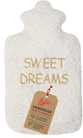 Efie Wärmflasche - tolle Sprüche: SWEET DREAMS, 1,8L, 100% Made in Germany, nachhaltig, Bio Baumwolle