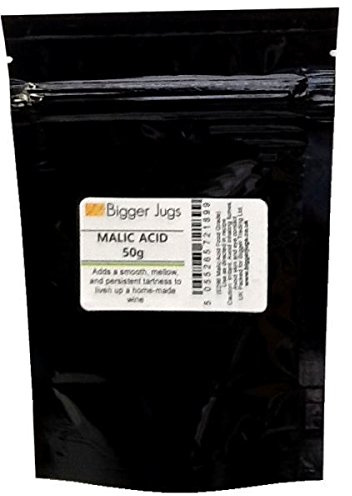 Malic Acid 50g Food Grade for Adding to Fermenting Wine Heavy Duty Resealable Pouch with Tamper Proof Seal Juice Home Brew