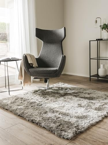 benuta Nest Hochflorteppich Whisper - Grau 60x60 cm - Kuschelig Weicher Teppich für Schlaf- und Wohnzimmer - Pflegeleicht - Fußbodenheizung Geeignet