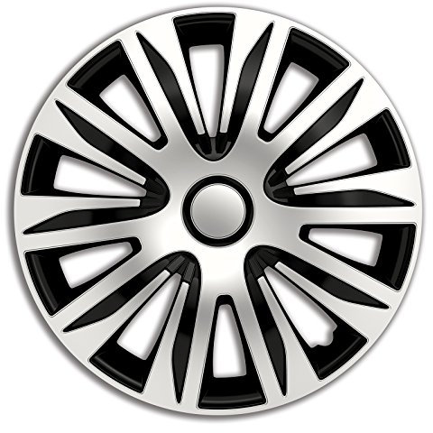 4er Set Radkappen Radzierblenden Radabdeckungen Modell Nardo Silber und Schwarz 14 Zoll