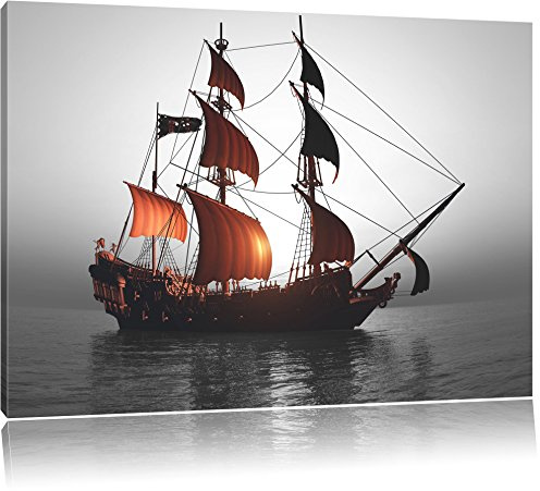 Pixxprint Gewaltiges Segelschiff, Größe: 80x60cm, Leinwandbild, fertig gespannt, Wandbild, Dekoration, Kunstdruck, kein Poster