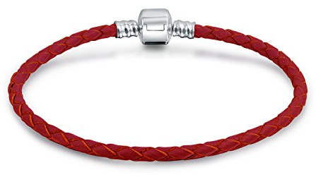 Bling Jewelry Intertwine Unendlichkeit Klee Symbol Echte Blau Braun Lila Rosa Weiß Leder Armband Für Bead Charms .925 Sterlingsilber Runde Barrel Clasp 7-9 Zoll