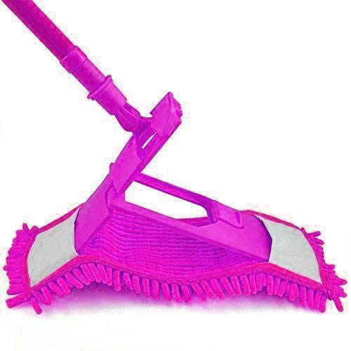 Rotating Microfiber Mop Floor Cleaning Adjustable with Handle Wet & Dry Use (Fuchsia)