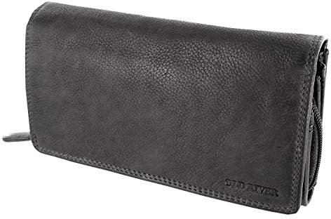 Leder Damen Geldbörse XXL, Lederbörse Portemonnaie Brieftasche Nappaleder mit 2 großen Geldscheinfächer, Box Travel Organizer Echtleder (19/10,5/4 cm)