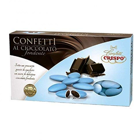 Confetti CELESTE confezione 1kg - confetti AZZURRI al cioccolato fondente - ideali per laurea, compleanno, anniversario, promessa, comunione, matrimonio (Celeste)