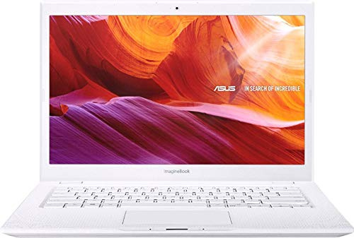 ASUS ImagineBook MJ401TA - Computer portatile FHD da 14, Intel Core m3-8100Y fino a 3,4 GHz, 4 GB di memoria, SSD da 128 GB, WiFi 802.11AC, Bluetooth, tipo C 3.1, HDMI, bianco, Windows 10