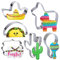Heboland Fiesta Mexikanisches Ausstechformen-Set 6 Stück, 10,2 cm groß, Esel, Pinata, Kaktus, Sombrero, Taco, Maraca, Plakette, Edelstahl-Fondant-Formen