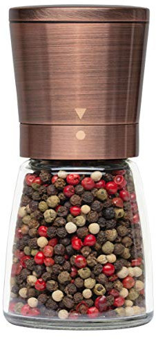 Copper Pepper Grinder or Pepper Mill, Manual Salt Grinder Refillable with Adjustable Coarseness, Black Pepper Grinder Made of Stainless Steel, Himalayan Salt and Sea Salt Grinder