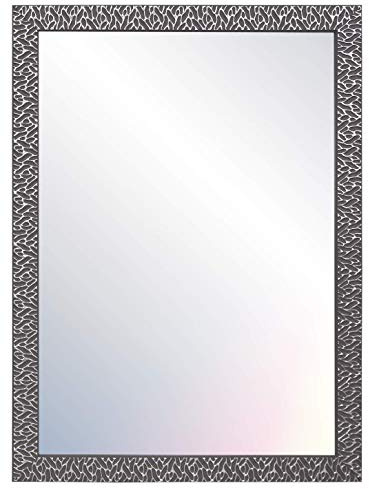 CHELY INTERMARKET MOD156 Espejo De Pared Cuerpo Entero Gris Raya Plateado Estilo Decorativo 50x70cm Rectangular Marco Relieve Perfil Plano para Salón Dormitorio Oficina Fabricado En España