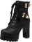 Smilice Damen Plateau Stiefeletten mit hohem Blockabsatz und Niete (Schwarz, 47 EU)