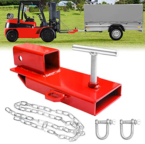 EBESTTECH 1 adaptateur d'attelage de remorque de chariot élévateur avec chaîne Rouge 5,1 cm