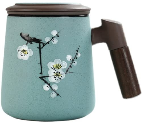XIALON 350 ml handbemalte Pflaumenblüte Bürotasse Teetasse Wassertrennung lila Sandfilter Teetasse