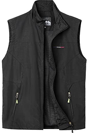 Oralidera Homme Gilet de Plein Air Photographier Veste de Loisirs Veste de Sport De Voyage Gilet de Pêche Extérieur Veste Sans Manche, Noir, L