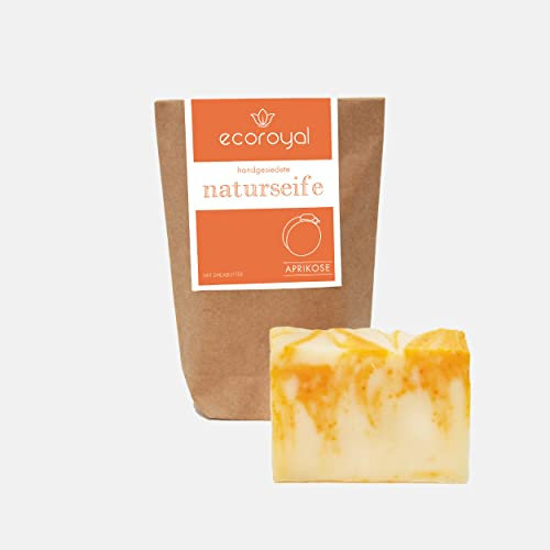 Ecoroyal Aprikose - Gesichtsseife für fettige und unreine Haut - Naturseife und Körperseife gegen Pickel & Akne- weiches Hautgefühl - vegan & palmölfrei - Handgemacht in Deutschland - 70g