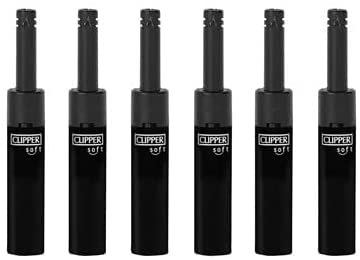 3 CLIPPER MINI TUBE LIGHTER - BLACK SOFT TOUCH REFILLABLE LIGHTER FOR TEA, BBQ & COOKING