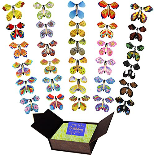 UGBO Flying Butterfly Spielzeug Fliegende Schmetterlinge Magische Aufziehbare Schmetterlinge Gummiband Powered Schmetterling Karte Toy Überraschung Geburtstag Hochzeit Deko 30PCS