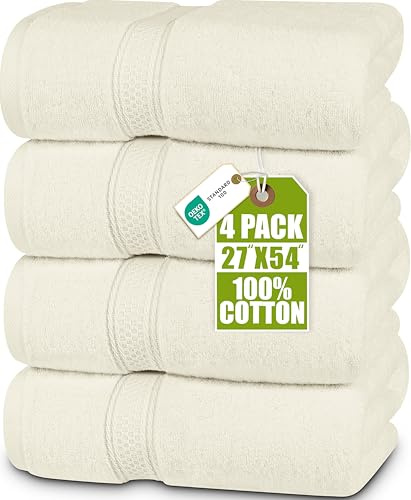 Utopia Towels - 4 Piece Bath Towels Set (69 x 137 CM) Cotton - Ivory