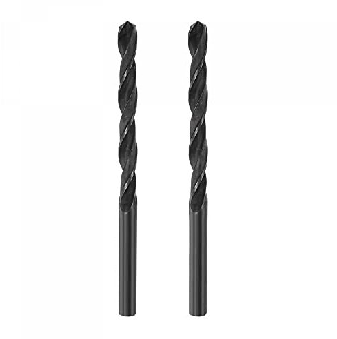 sourcing map 6542 High Speed Steel Straight Shank Twist Jobber Drill Bit, Fully Ground Black Oxide Drill Bits 6.9mm Drill Diameter 107mm Total Length 2 Pcs