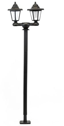 Gardenwize – 3 in 1 Solar Powered Bright LED Double Headlamp Garden Stake Post Light – Detachable Frame, Wall Mounted or Stake Light – 1.5m Tall | Black | GW428