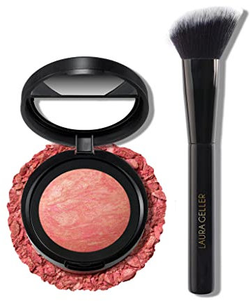 Grehge W YORK Blush-n-Brighten Marbleized 2-in-1 Blush Coral Cove - Angled Blush Brush - Ultra Soft - Never Sheds (2 Stück)