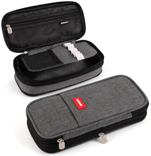 MAMUNU Federmäppchen mit großem Fassungsvermögen, ästhetisches Federmäppchen für Teenager, Studenten, ausziehbare Schreibwaren-Organizer, Stifttasche für College, Schule, Büro, dunkelgrau, Schulranzen