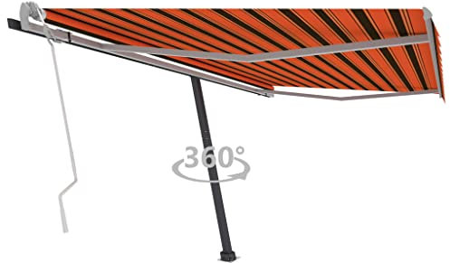 vidaXL Standmarkise Einziehbar Handbetrieben Markise Sonnenmarkise Balkonmarkise Sonnenschutz Gelenkarmmarkise Terrasse Garten 450x350cm Orange Braun