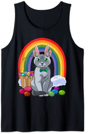 Russische blaue Katze Ostereier Hase Tank Top