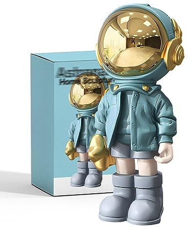 EZ4ENCE Astronautenstatuen, Raumfahrer, Skulptur, Kunstharz, Kunst, Geschenke, blaue Figur, Ornament, Raumdekoration für Männer, Zuhause und Handwerk, Schreibtischzubehör, Tischdekoration, Wohnzimmer,