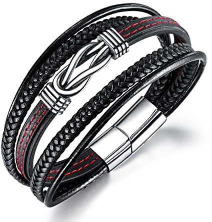 UNIQAL | Unendlichkeit Leder Armband ENDLOS Herren infinity bracelet | Edelstahl/Echtleder/Silber + Geschenk Etui box (21)